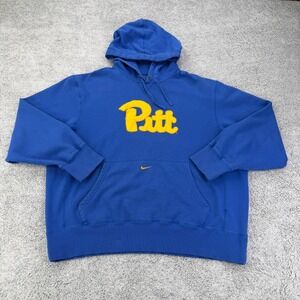 Pittsburgh Panthers Hoodie Mens XL Blue NCAA Football Pitt Center Swoosh Nike